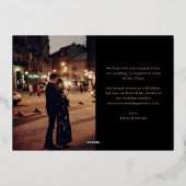 Elegant Roos Gold Script | Foto De datum opslaan Folie Uitnodiging (Achterkant)