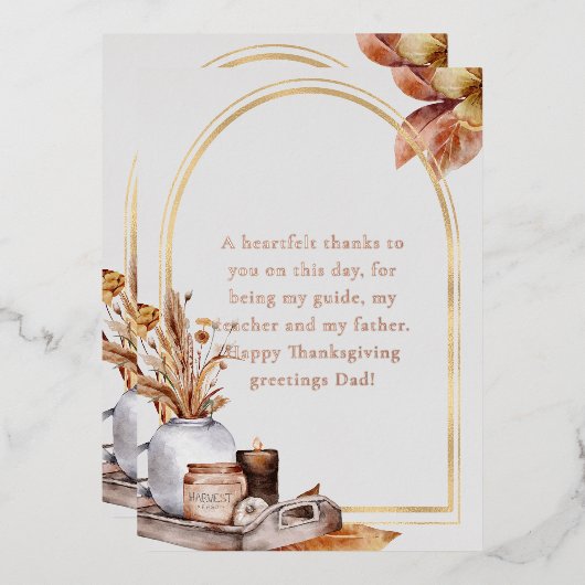 Elegant Roos Gold Script Harvest Home Décor Items Folie Feestdagenkaart (Voorkant / Achterkant)