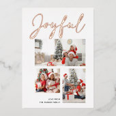 Elegant Roos Gold Script JOYFUL Modern Beige Photo Folie Feestdagenkaart (Voorkant)