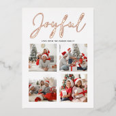 Elegant Roos Gold Script JOYFUL Modern Beige Photo Folie Feestdagenkaart (Voorkant)