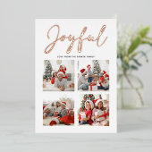 Elegant Roos Gold Script JOYFUL Modern Beige Photo Folie Feestdagenkaart (Staand Voorkant)
