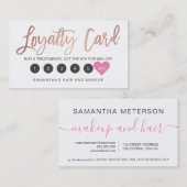 Elegant roos Gold script make-up haar roze hart Klantenkaartje (Voorkant / Achterkant)