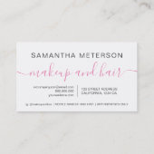 Elegant roos Gold script make-up haar roze hart Klantenkaartje (Achterkant)