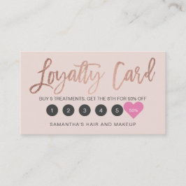 Elegant roos Gold script make-up hair blush roze Klantenkaartje