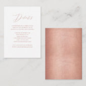 Elegant Roos Gold Script Metallic Weddenschappen D Informatiekaartje (Voorkant / Achterkant)
