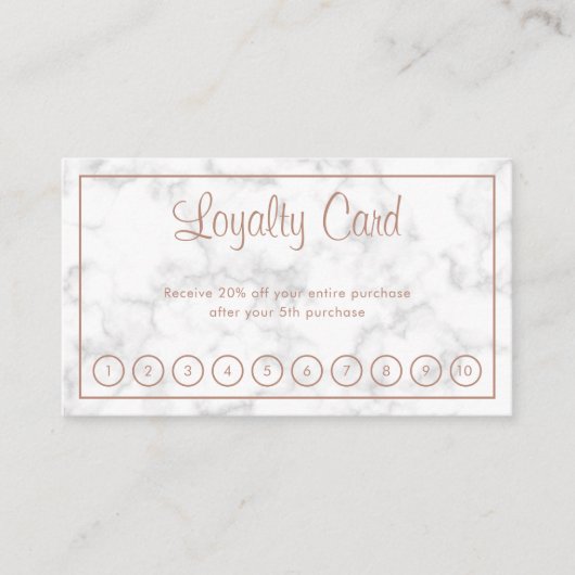 Elegant Roos Gold Script Moderne marmer Business Klantenkaartje (Voorkant)