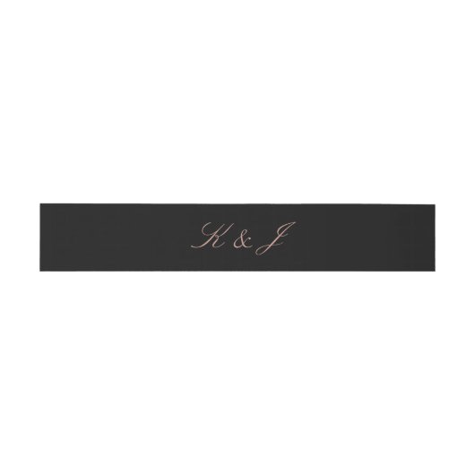 Elegant Roos Gold Script Monogram Black Weddenscha Uitnodigingen Wikkel (Vlak)