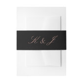 Elegant Roos Gold Script Monogram Black Weddenscha Uitnodigingen Wikkel (Voorkant Voorbeeld)