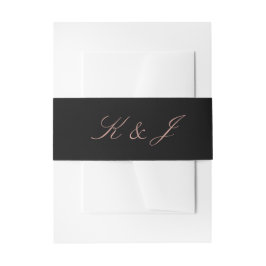 Elegant Roos Gold Script Monogram Black Weddenscha Uitnodigingen Wikkel