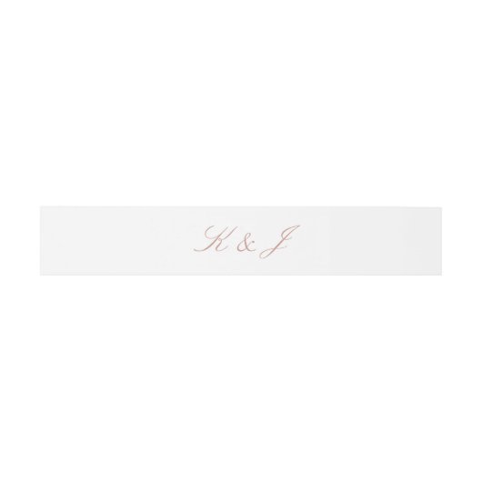Elegant Roos Gold Script Monogram White Weddenscha Uitnodigingen Wikkel (Vlak)