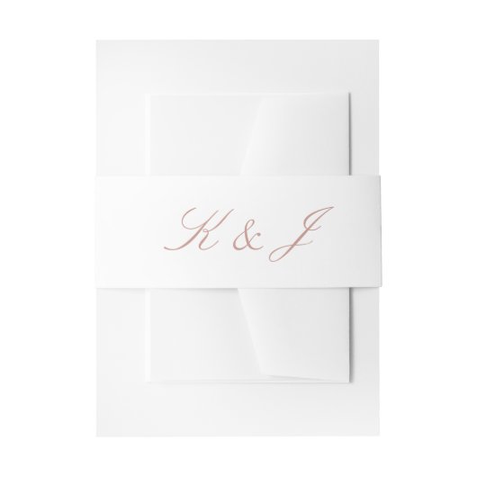 Elegant Roos Gold Script Monogram White Weddenscha Uitnodigingen Wikkel (Voorkant Voorbeeld)