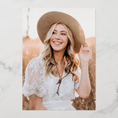 Elegant Roos Gold Script Photo Graduparty Folie Uitnodiging (Achterkant)