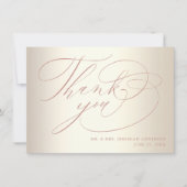 Elegant Roos Gold Script Shiny Champagne Weddensch Bedankkaart (Voorkant)