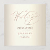 Elegant Roos Gold Script Shiny Champagne Weddensch Programmakaart (Voorkant)
