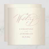 Elegant Roos Gold Script Shiny Champagne Weddensch Programmakaart (Voorkant / Achterkant)