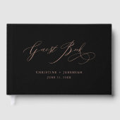 Elegant Roos Gold Script Typography Black Wedding Gastenboek (Voorkant)