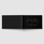 Elegant Roos Gold Script Typography Black Wedding Gastenboek (Volledig)