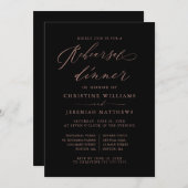 Elegant Roos Gold Script Wedding Rehearsal Dinner Kaart (Voorkant / Achterkant)