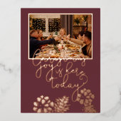 Elegant Roos Gold Seasons - Groetontwerp op maat Folie Feestdagen Briefkaart (Voorkant)