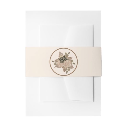 Elegant Roos Gold Sepia Clitter Floral Uitnodigingen Wikkel (Voorkant Voorbeeld)