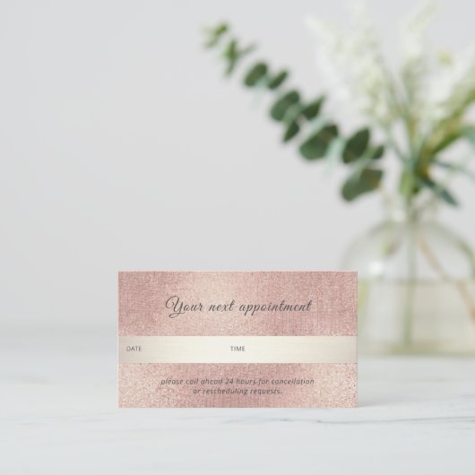 Elegant Roos Gold Shimmer Professional Afsprakenkaartje (Staand voorkant)