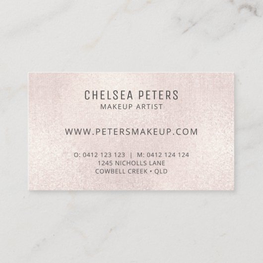 Elegant Roos Gold Shimmer Professional Afsprakenkaartje (Achterkant)