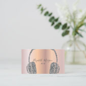 Elegant Roos Gold Silver Glitter Hoofdtelefoon DJ Visitekaartje (Staand voorkant)