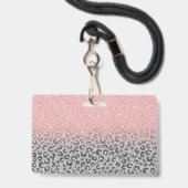Elegant Roos Gold Silver Glitter Leopard Print Badge (Achterkant met lanyard)
