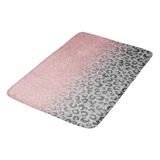 Elegant Roos Gold Silver Glitter Leopard Print Badmat (Gekanteld)