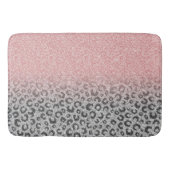 Elegant Roos Gold Silver Glitter Leopard Print Badmat (Voorkant)
