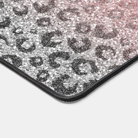 Elegant Roos Gold Silver Glitter Leopard Print Bureaumat (Hoek)