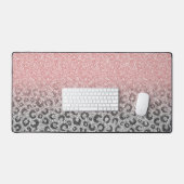 Elegant Roos Gold Silver Glitter Leopard Print Bureaumat (Keyboard & Muis)