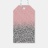 Elegant Roos Gold Silver Glitter Leopard Print Cadeaulabel (Achterkant)