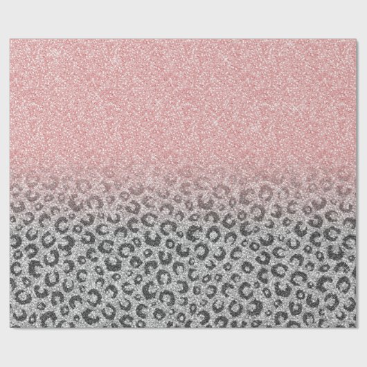 Elegant Roos Gold Silver Glitter Leopard Print Cadeaupapier (Vlak)