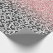Elegant Roos Gold Silver Glitter Leopard Print Cadeaupapier (Hoek)