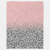 Elegant Roos Gold Silver Glitter Leopard Print Fleece Deken (Voorkant)