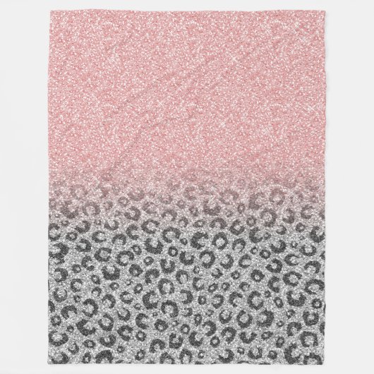 Elegant Roos Gold Silver Glitter Leopard Print Fleece Deken (Voorkant)