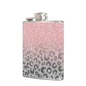 Elegant Roos Gold Silver Glitter Leopard Print Heupfles (Links)