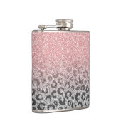 Elegant Roos Gold Silver Glitter Leopard Print Heupfles (Rechts)