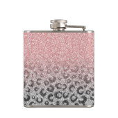 Elegant Roos Gold Silver Glitter Leopard Print Heupfles (Achterkant)