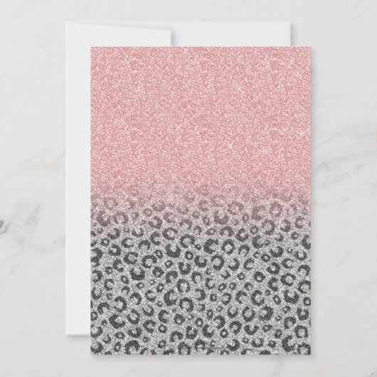 Elegant Roos Gold Silver Glitter Leopard Print Kaart (Achterkant)