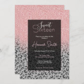 Elegant Roos Gold Silver Glitter Leopard Print Kaart (Voorkant / Achterkant)