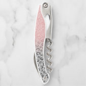 Elegant Roos Gold Silver Glitter Leopard Print Kurkentrekker (Achterkant)