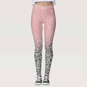 Elegant Roos Gold & Silver Glitter Leopard Print Leggings