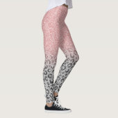 Elegant Roos Gold Silver Glitter Leopard Print Leggings (Rechts)