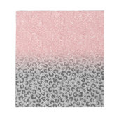 Elegant Roos Gold Silver Glitter Leopard Print Notitieblok (Voorkant)