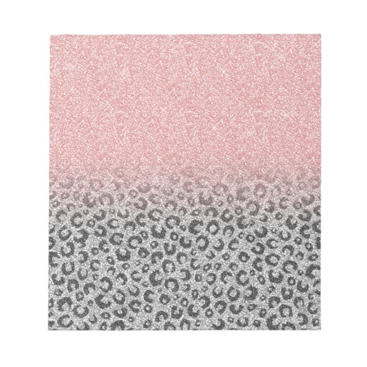 Elegant Roos Gold Silver Glitter Leopard Print Notitieblok (Voorkant)