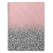 Elegant Roos Gold Silver Glitter Leopard Print Notitieboek (Voorkant)