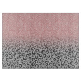 Elegant Roos Gold Silver Glitter Leopard Print Snijplank (Voorkant)