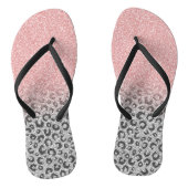 Elegant Roos Gold Silver Glitter Leopard Print Teenslippers (Voetbed)